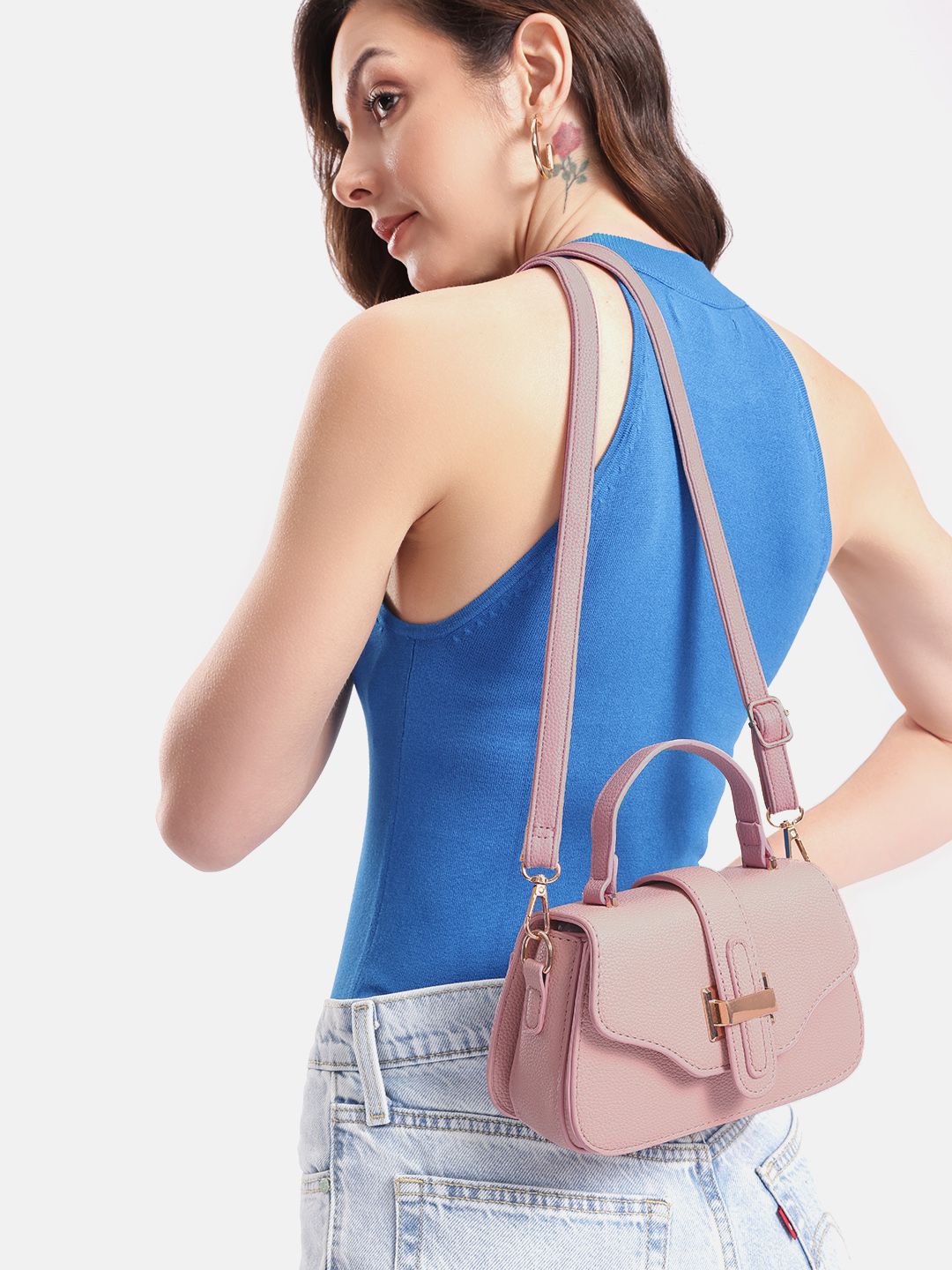 DressBerry Textured Structured Satchel Bag