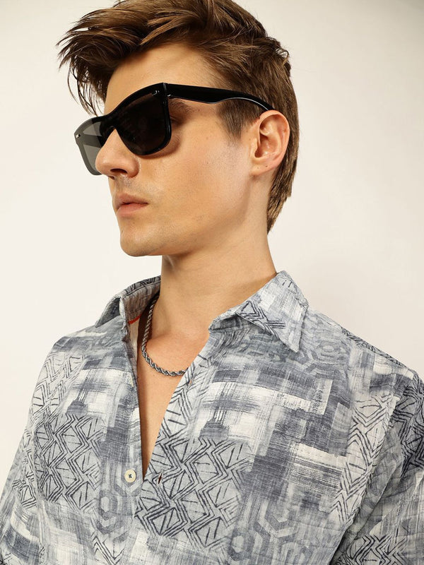 Thomas Scott Men Premium Slim Fit Opaque Pencetak Baju Kasual
