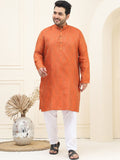 SOJANYA PLUS Geometric Woven Design Mandarin Collar Kurta with Churidar