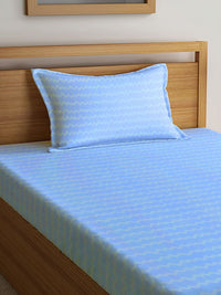 Myntra Elegant Homes Blue 300 TC Single Bedsheet with 1 Pillow Covers