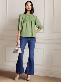 all about you Pleated Opaque Casual Shirt