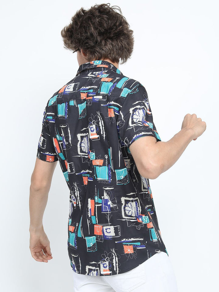 LOCOMOTIVE Men Premiums Printed Casual Slim Fit Shirt