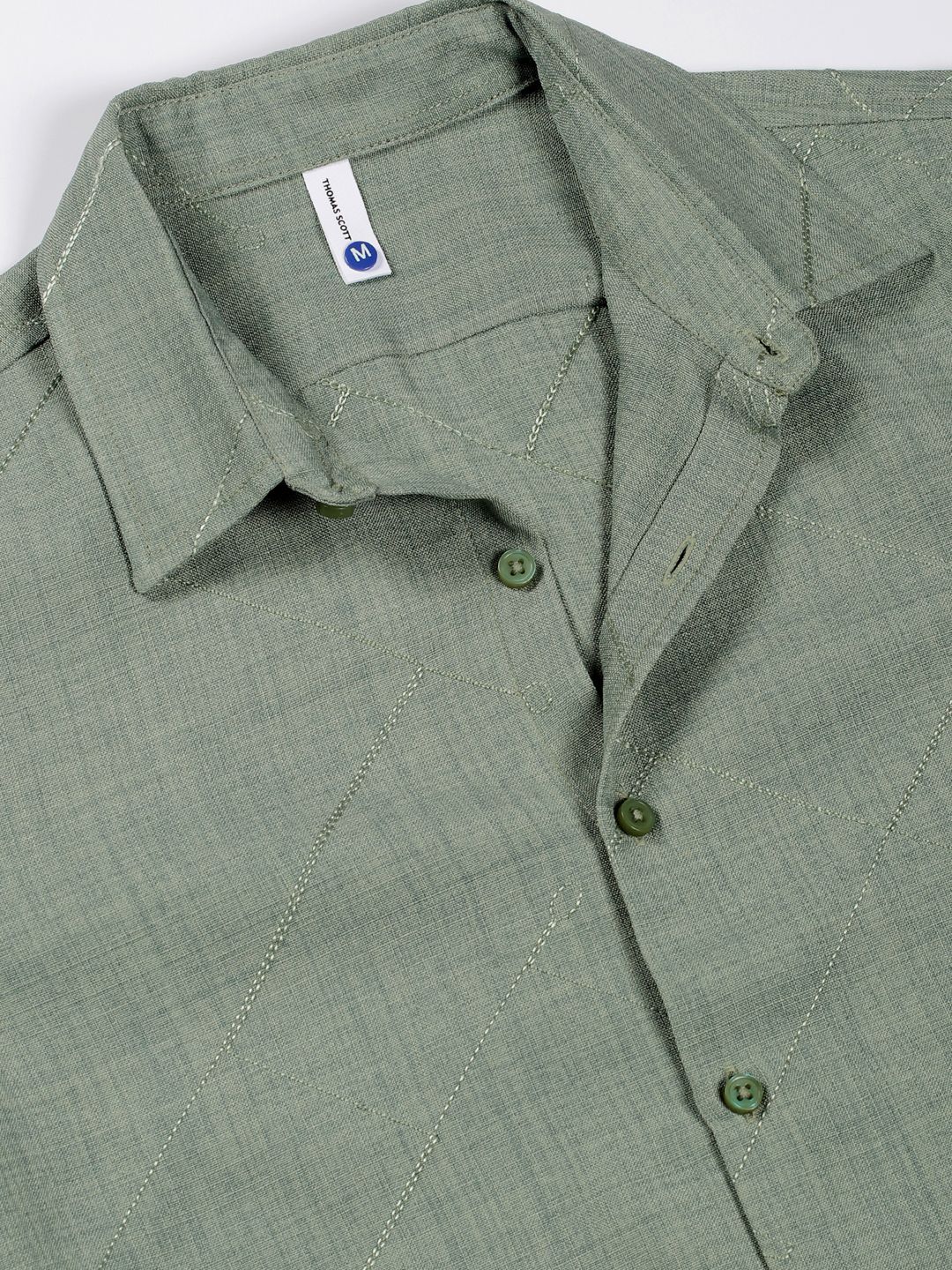 Thomas Scott Men Premium Spread Collar Textured Slim Fit Casual Shirt