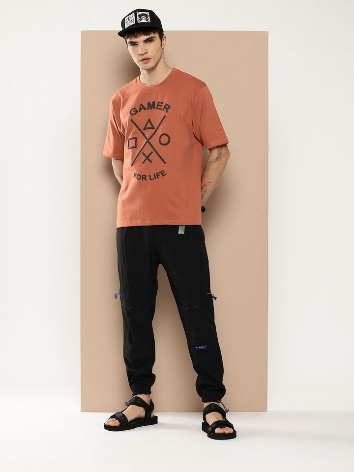 Difference of Opinion Men Graphic Printed Embossed Oversized T-shirt