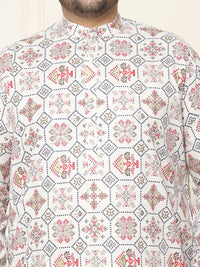 SOJANYA PLUS Ethnic Motifs Printed Cotton Linen Straight Kurta with Pyjamas