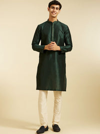 Diwas by Manyavar Floral Embroidered Mandarin Collar Thread Work Straight Kurta