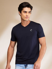Being Human Men Solid V-Neck Cotton Slim Fit T-shirt