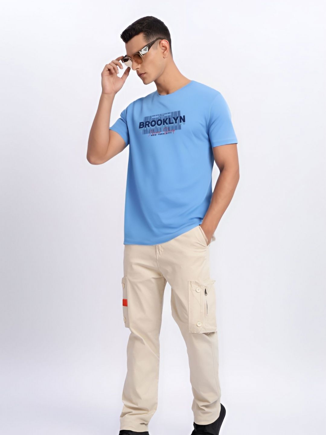 ADRO Typography Printed Round Neck Cotton T-shirt
