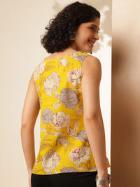 Anouk Floral Printed Boat Neck Sleeveless Top
