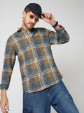 VASTRADO Men Classic Slim Fit Tartan Checked Cutaway Collar Cotton Casual Shirt