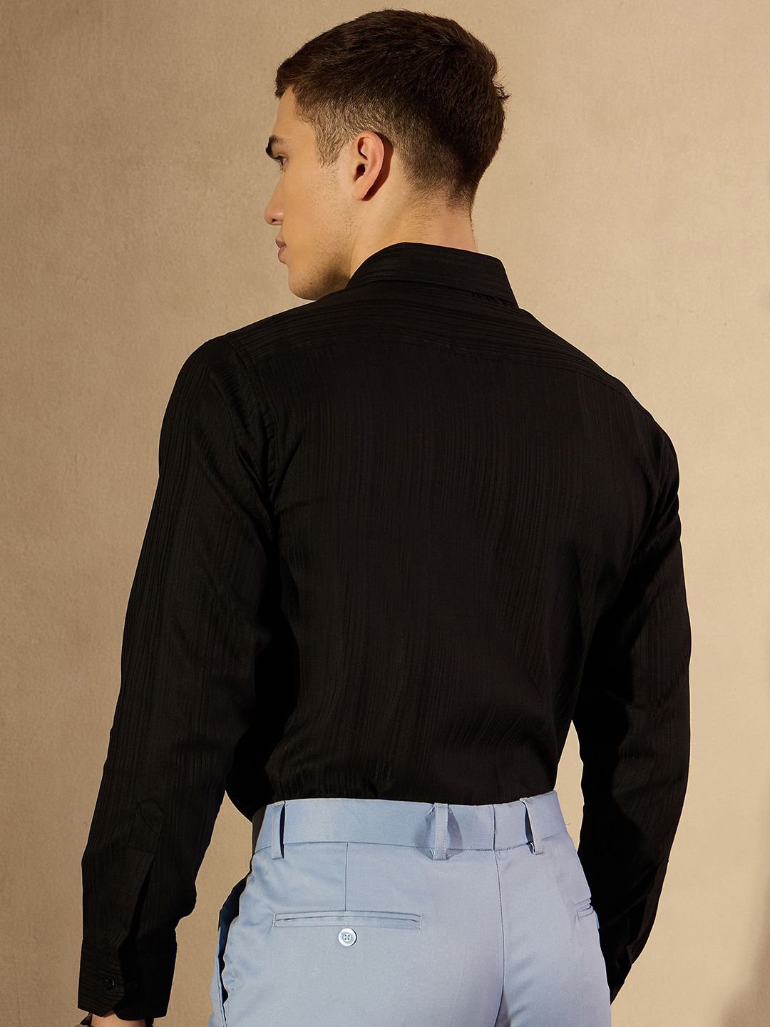 DENNISON Men Self Design Solid Formal Shirt