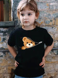 YK Girls Printed Extended Sleeves Applique T-shirt