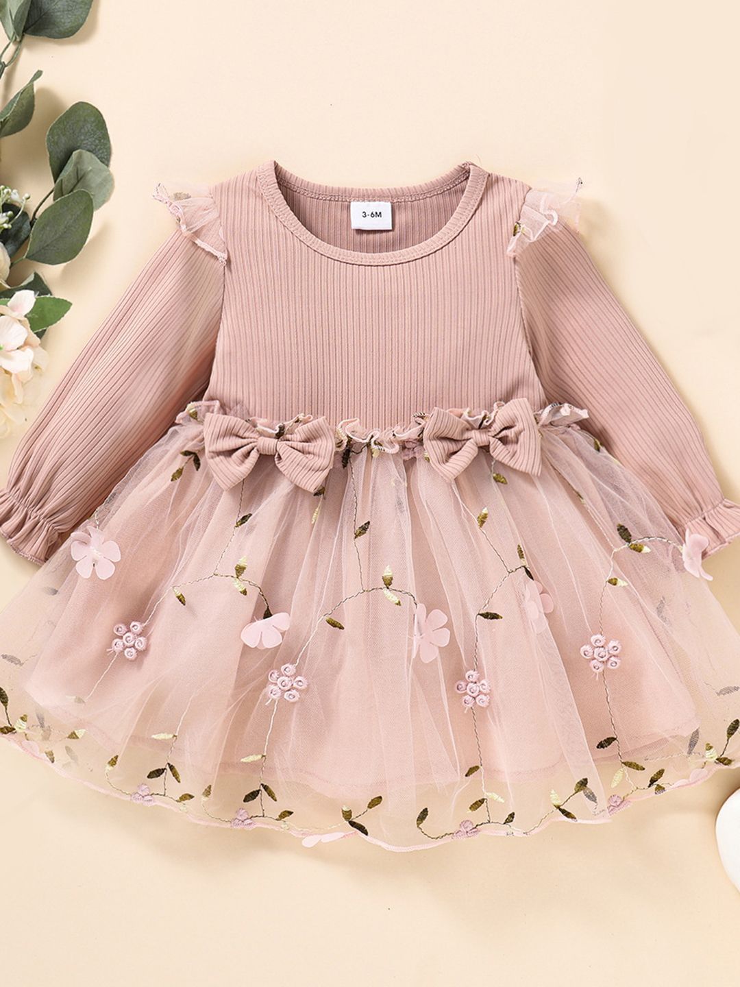 YK Girls Floral Fit & Flare Dress