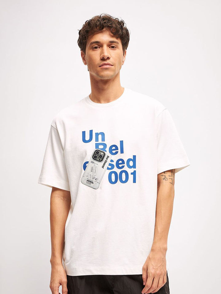 THE BEAR HOUSE Men Typography Printed Round Neck Cotton Oversized T-shirt