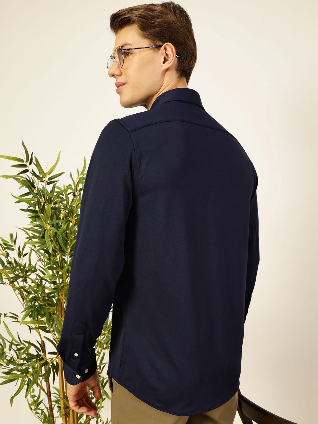 Thomas Scott Men Premium Spread Collar Solid Slim Fit Casual Shirt