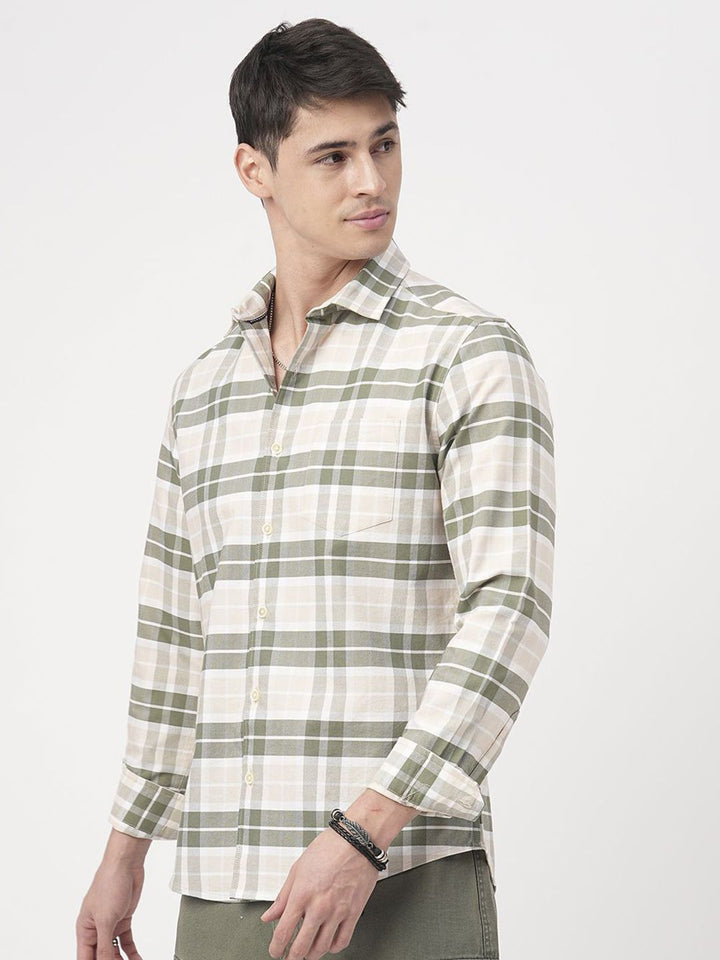 VASTRADO Men Classic Slim Fit Opaque Checked Casual Shirt