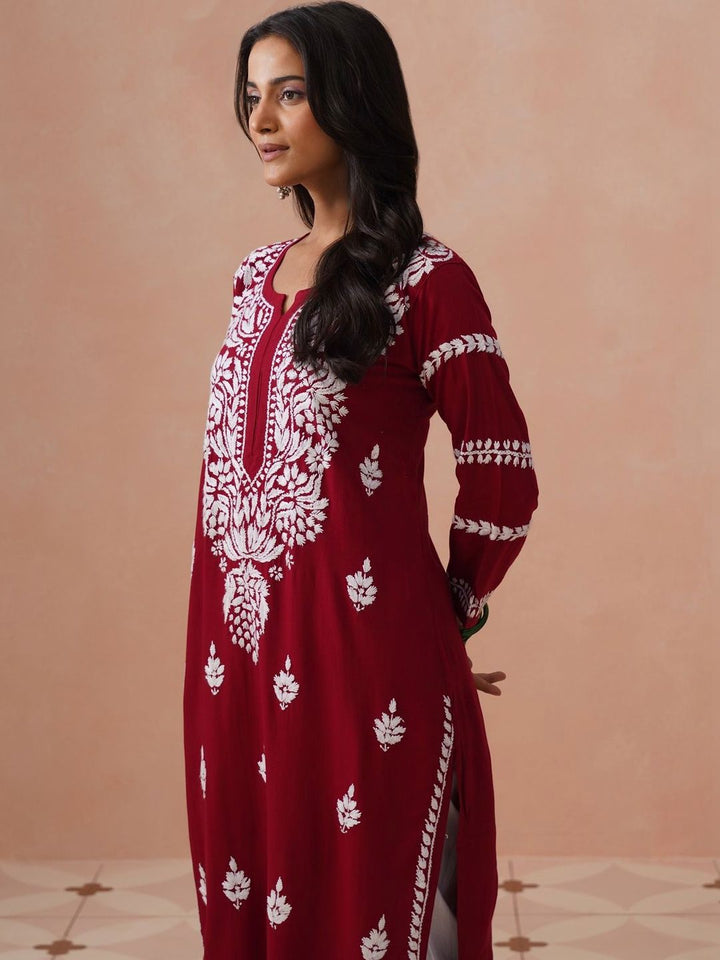 House of Chikankari Women Ethnic Motifs Embroidered Thread Work Kurta