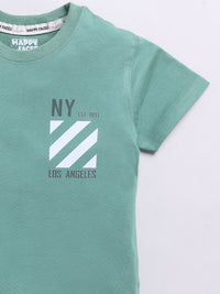 Happy Faces Boys Pure Cotton Typography Printed T-shirt