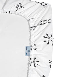 KLOTTHE White Printed Dilengkapi 400TC Kapas Tulen Cadar Super King & 4 Sarung Bantal