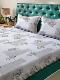 Myntra Elegant Homes Motif Etnik Kelabu 300 TC Set Cadar Double King-2.5mX2.25m
