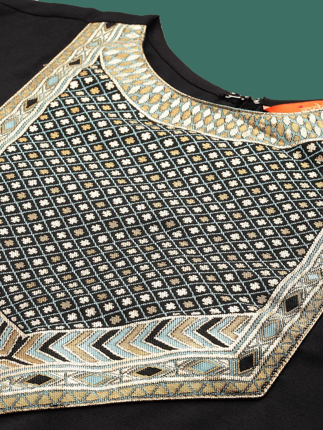 Indo Era Yoke Design Straight Pure Cotton Zari Kurta with Trousers & Dupatta