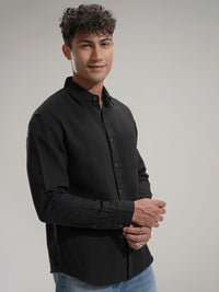 HIGHLANDER Men Comfort Relaxed Fit Textured Spread Collar Cotton Casual Shirt