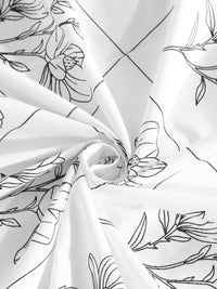 Myntra Elegant Homes White & Grey Floral 400 TC Bedsheet with 2 Pillow Covers