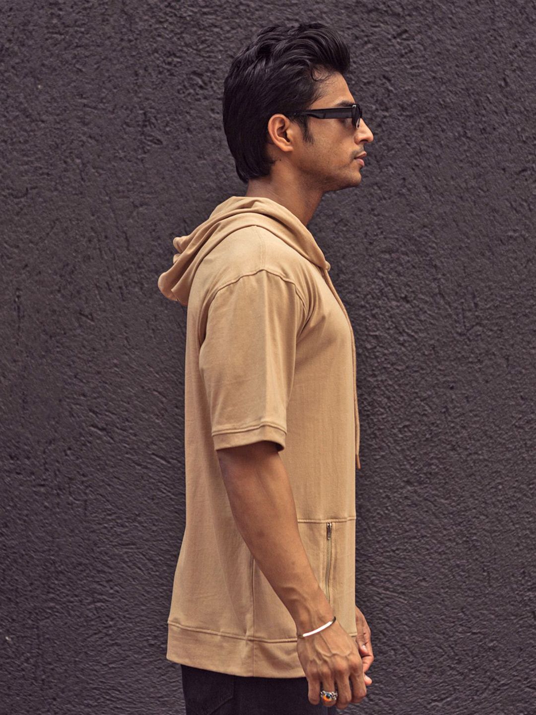 Powerlook Men Solid Hood Cotton Oversized T-Shirt