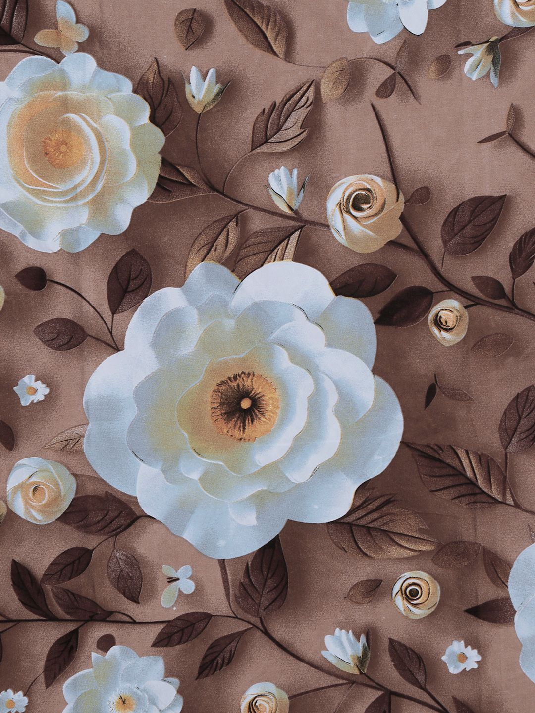 KLOTTHE Coklat Dilengkapi Bunga 300TC King Superfine Cadar 7D & 2 Sarung Bantal-2.50mx2.25m