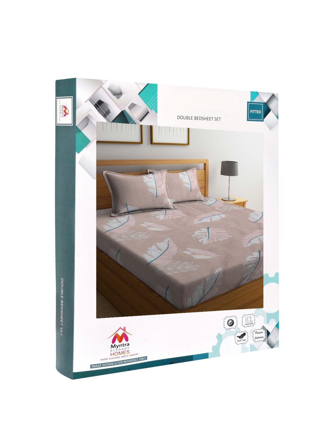 Myntra Elegant Homes Peach Leaf Polycotton 300 TC Dilengkapi Cadar King Halus dengan 2 Sarung Bantal-98 x 89 inci