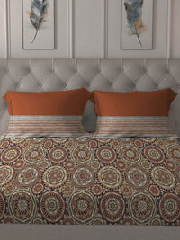 TRIDENT Blair Red Dusk & Dawn Flat 144TC Queen Cotton Bedsheet Set