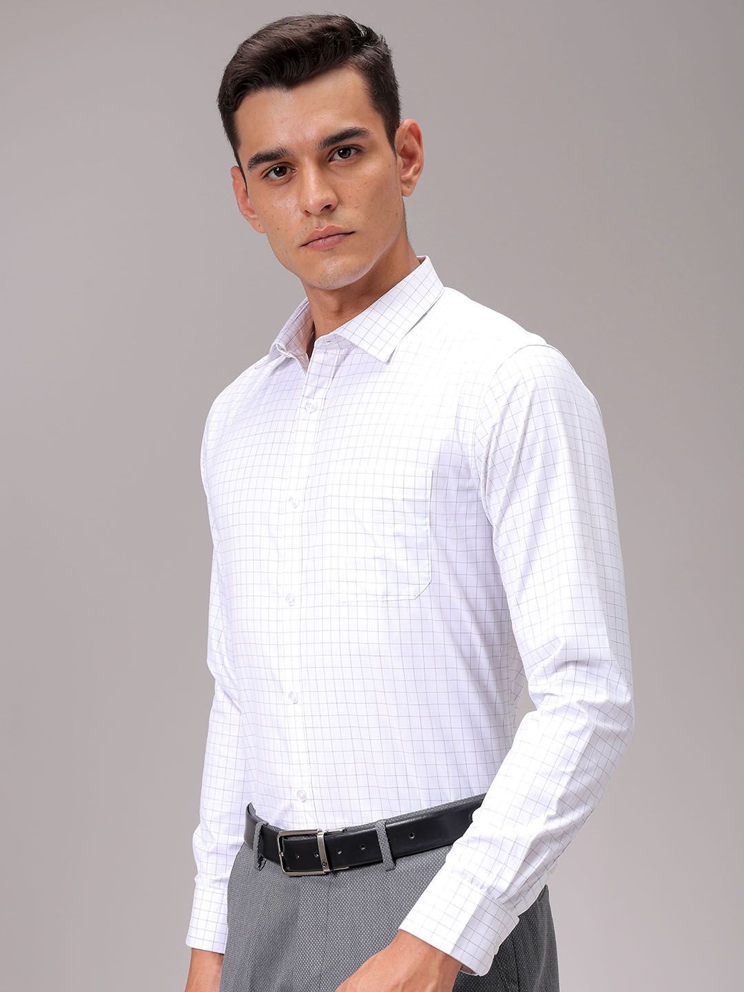 The Indian Garage Co. X Luxe Men Spread Collar Checked Slim Fit Formal Shirt