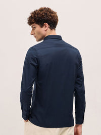 THE BEAR HOUSE Men Spread Collar Solid Cotton Casual Shirt
