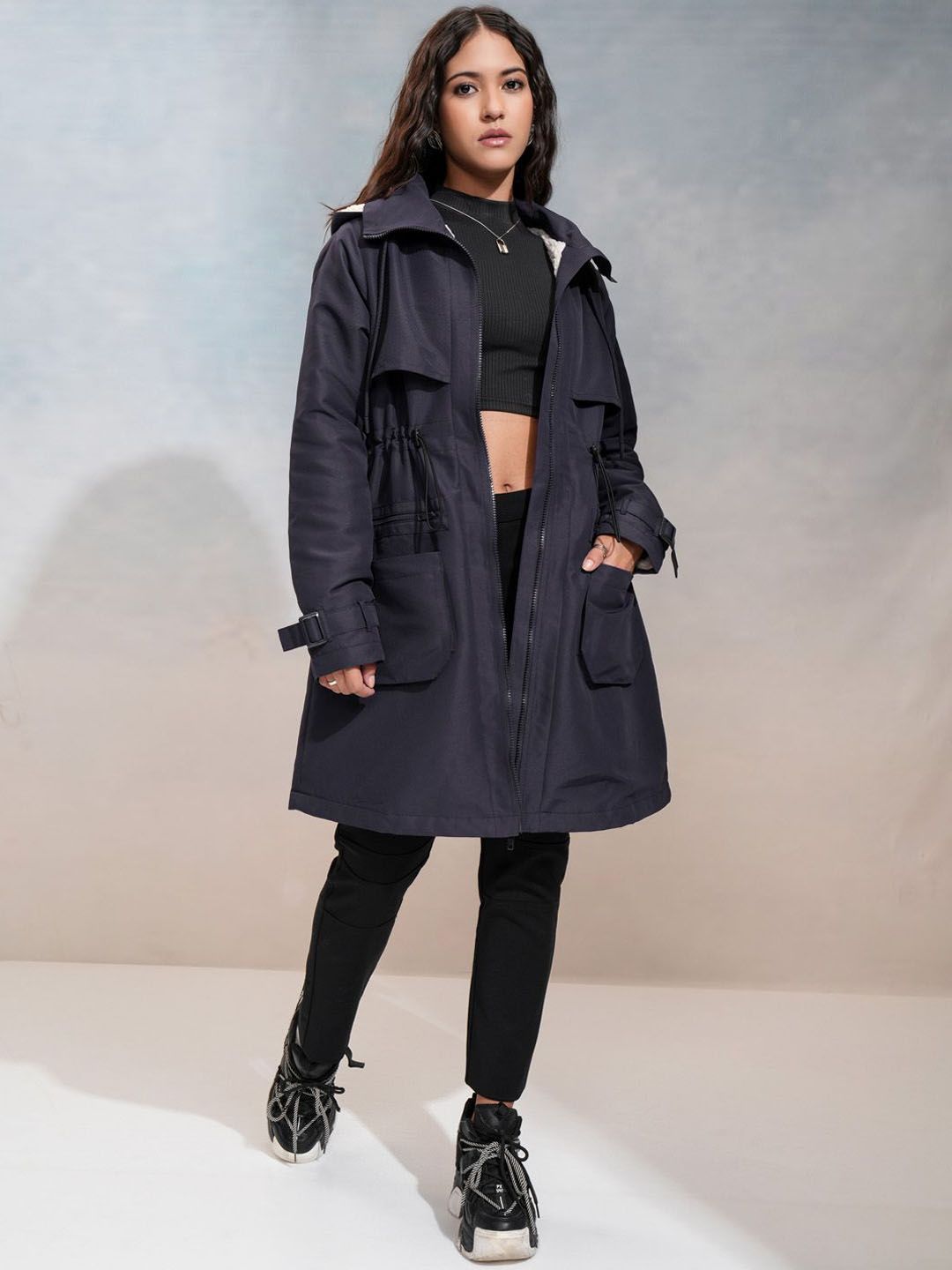 Tokyo Talkies Women Solid Hooded Parka Jacket