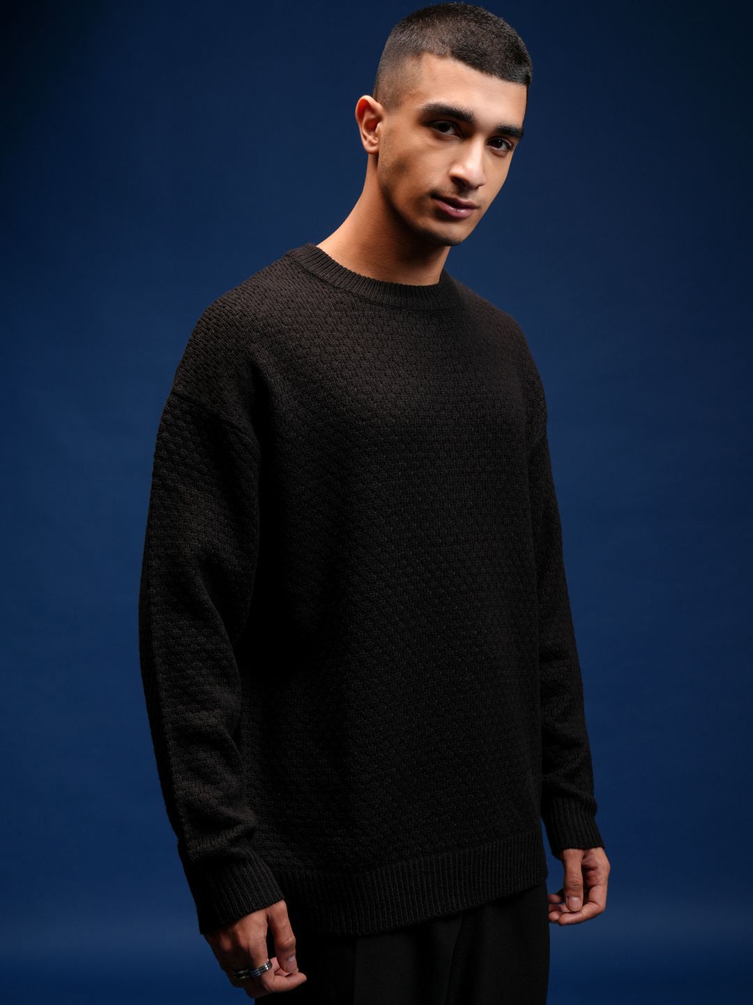 HIGHLANDER Men Self Design Round Neck Pullover