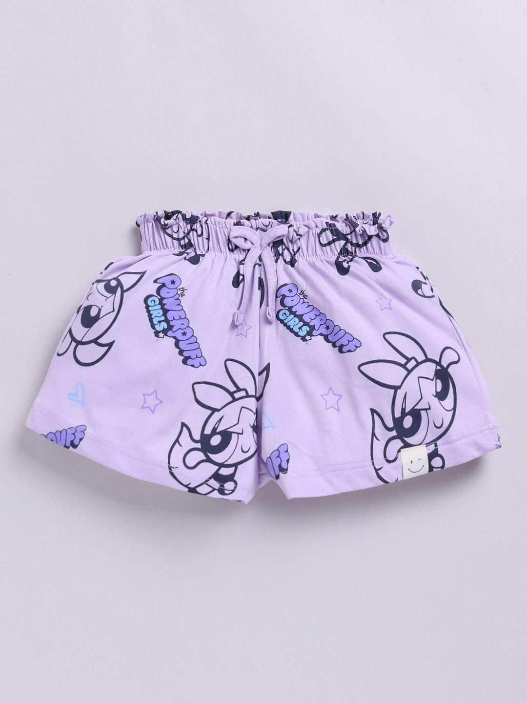 Happy Faces Girls Powerpuff Girls Printed Pure Cotton Shorts