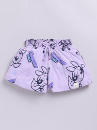 Happy Faces Girls Powerpuff Girls Printed Pure Cotton Shorts