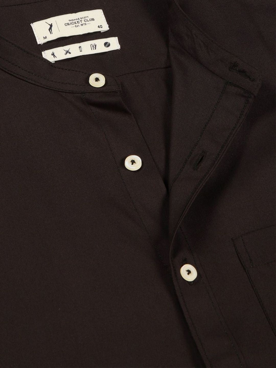 Thomas Scott Men Premium Solid Mandarin Collar Casual Shirt