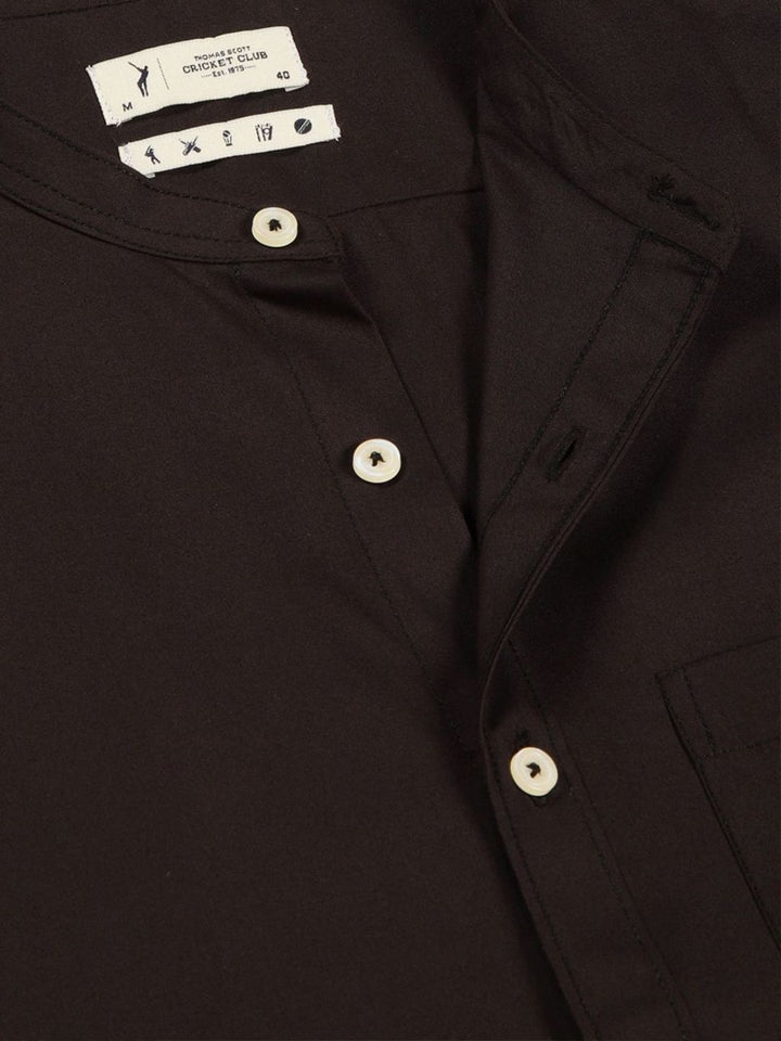 Thomas Scott Men Premium Solid Mandarin Collar Casual Shirt