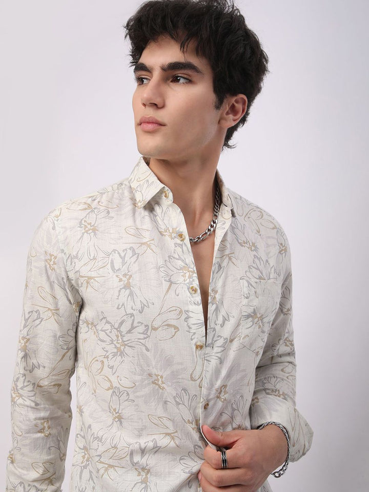 VASTRADO Classic Slim Fit Floral Printed Casual Shirt