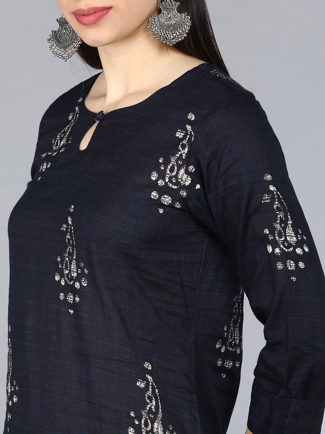 KALINI Women Ethnic Motifs Printed Keyhole Neck Kurta