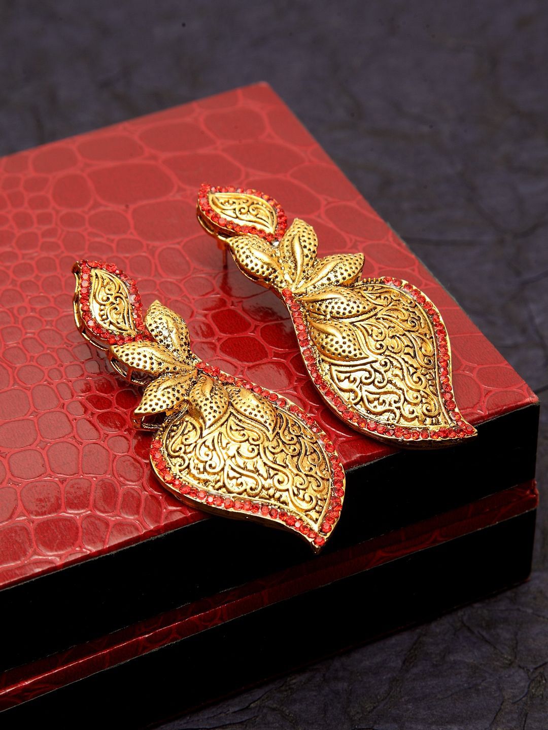 Anouk Red Gold-Plated Contemporary Drop Earrings