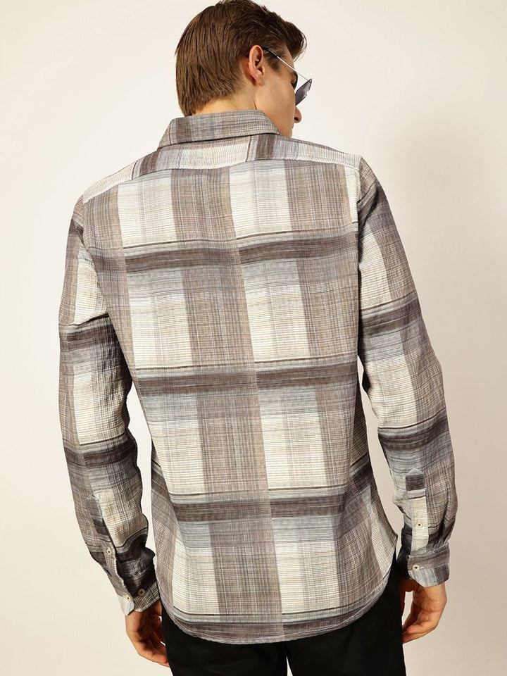Thomas Scott Men Premium Slim Fit Tartan Checks Opaque Checked Casual Shirt