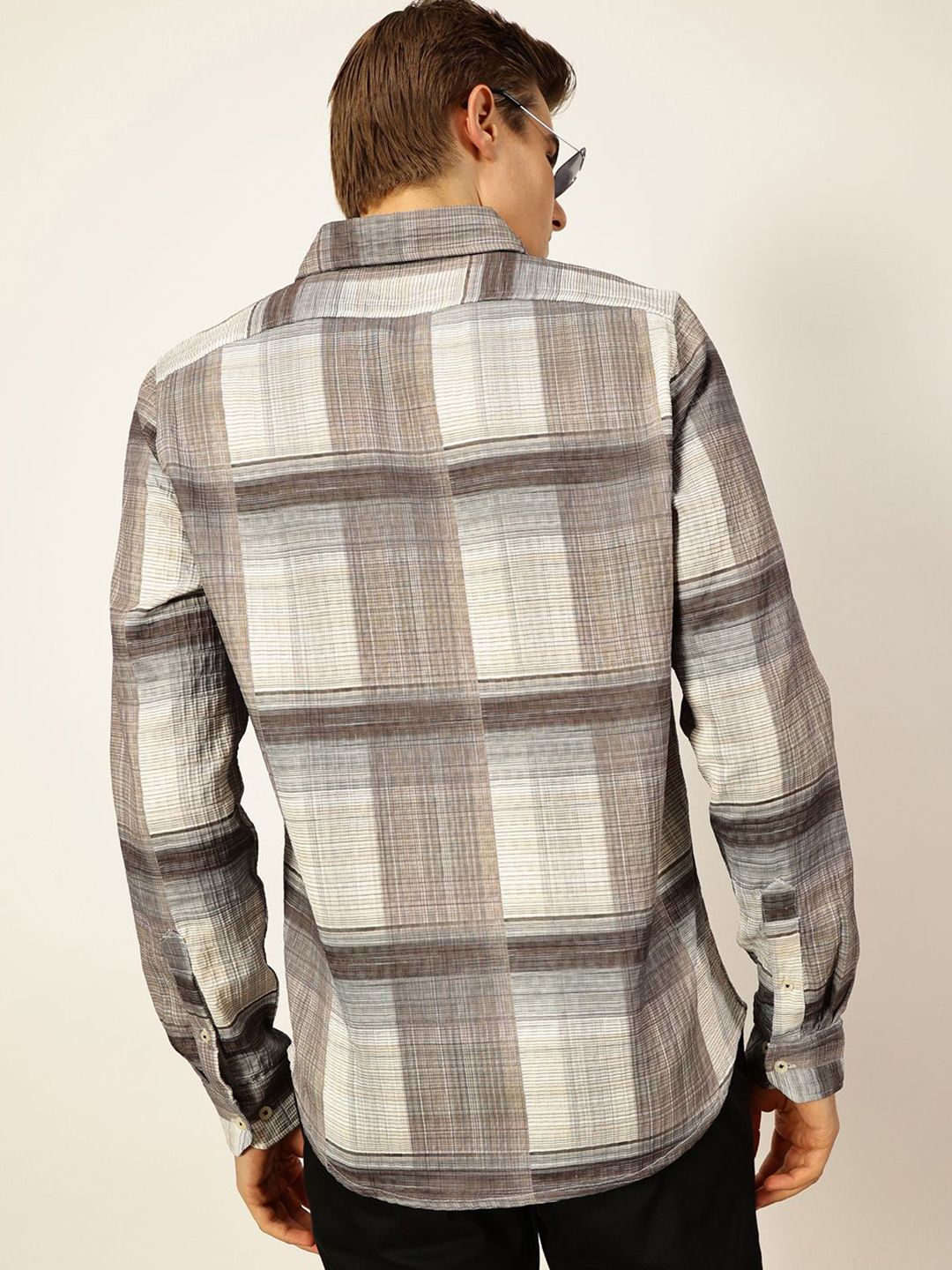 Thomas Scott Men Premium Slim Fit Tartan Checks Opaque Checked Casual Shirt