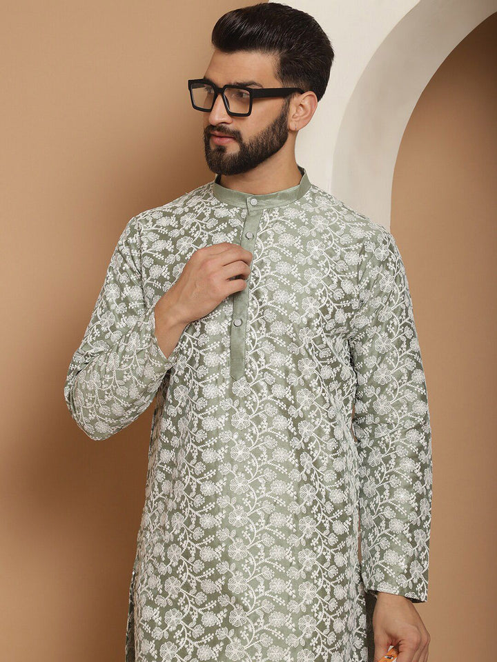 Anouk Floral Embroidered Regular Kurta with Churidar