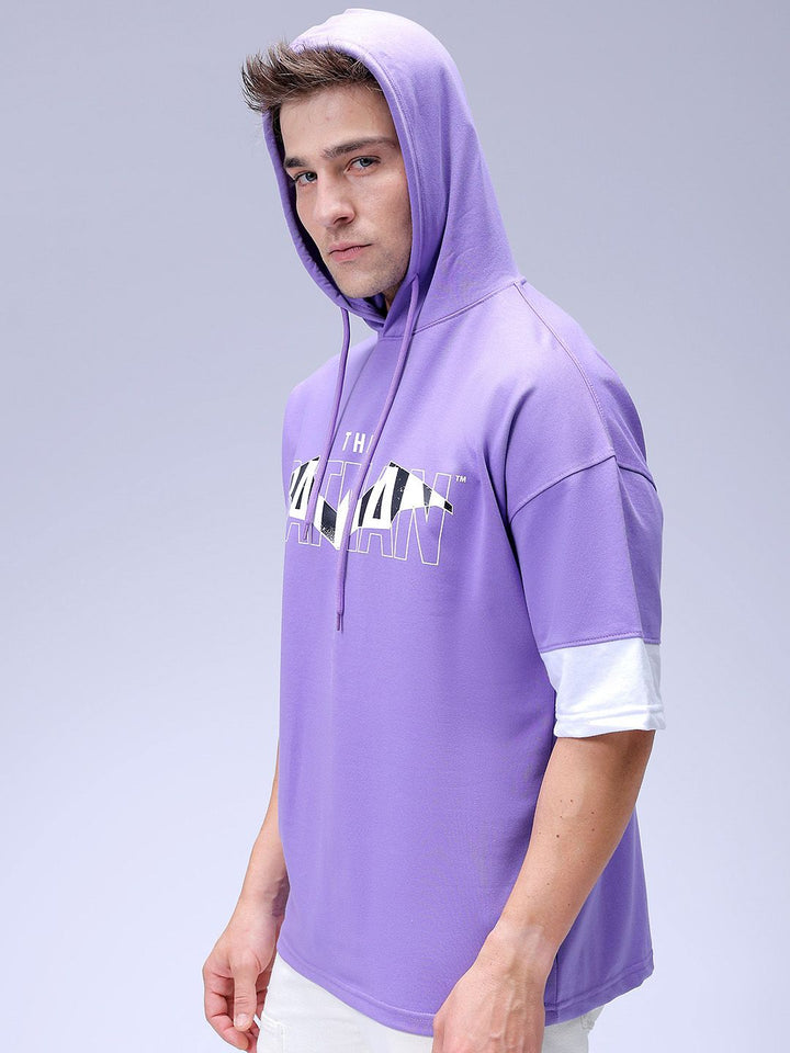 The Indian Garage Co Men Oversized Batman Printed Overhead Hooded Sweatshirt