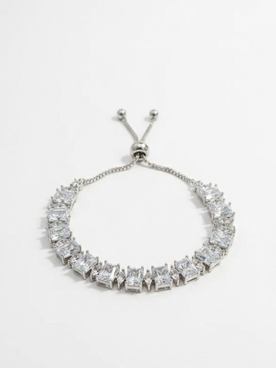 PANASH Women Brass American Diamond Silver-Plated Wraparound Bracelet