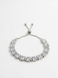 PANASH Women Brass American Diamond Silver-Plated Wraparound Bracelet