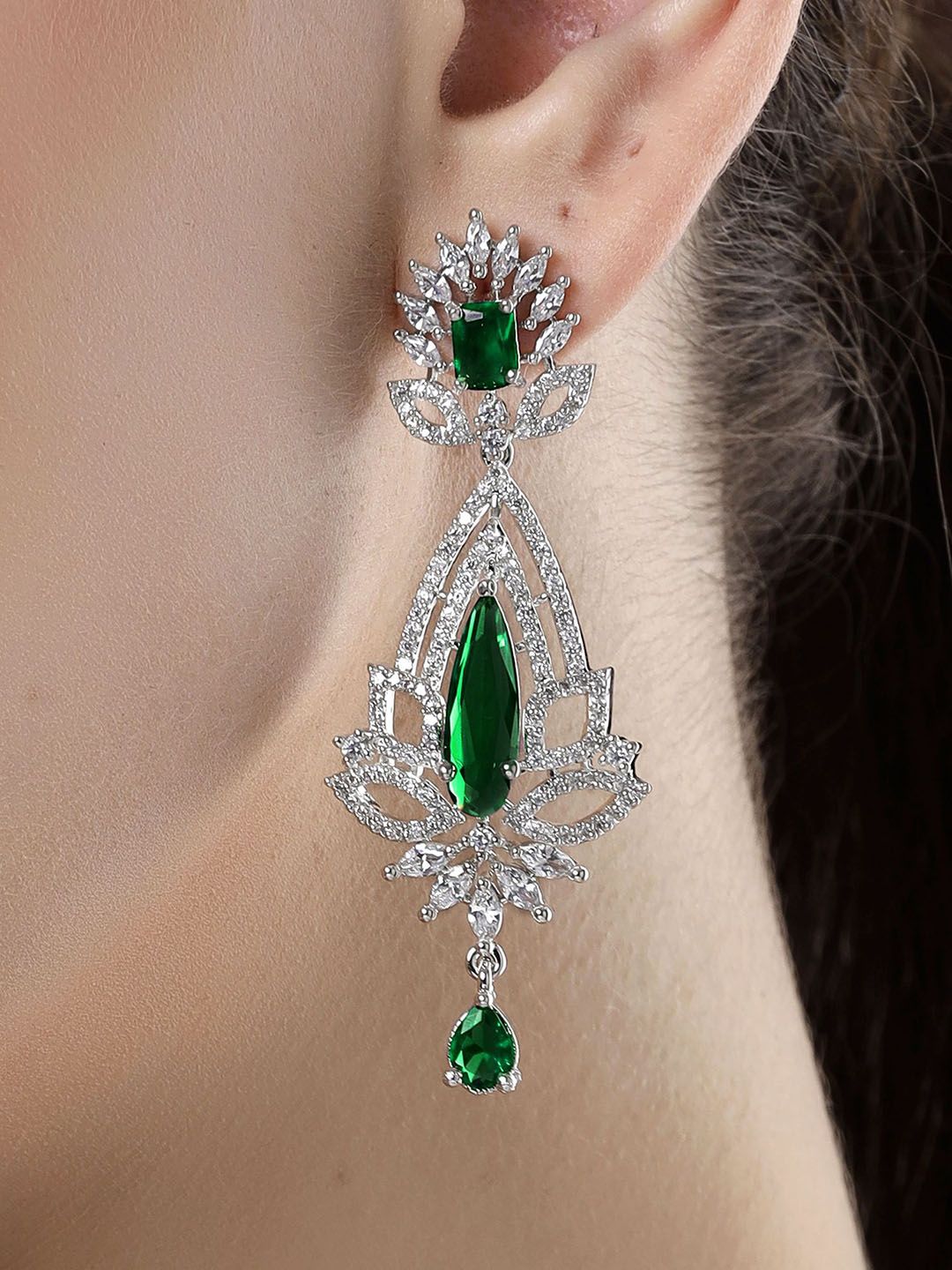 Karatcart perak bersalut kontemporari American Diamond Drop anting-anting