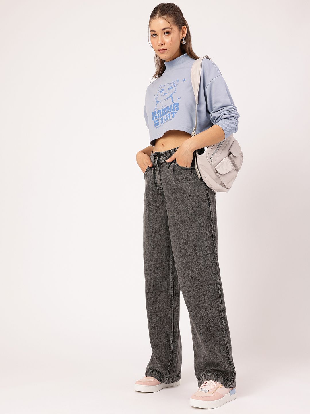 DressBerry Printed Crop Sweatshirt